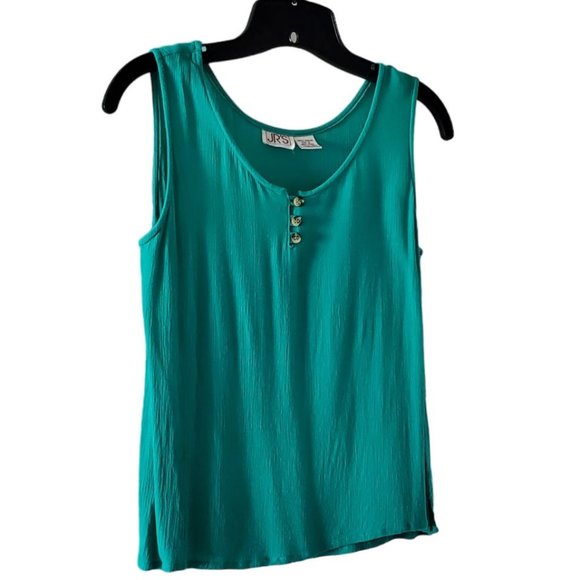 JRs (Vintage) Scoop Neck Crepe Shell / Tank Top | EUC | SP | Blue-Green - Picture 3 of 11